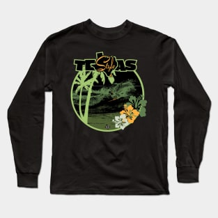 Texas Style Lone Surfer in Green Long Sleeve T-Shirt